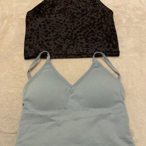 Old Navy Leopard Print and Light Blue Sports Bras